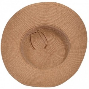 Sun Hats Sun Straw Hats for Women Floppy Foldable Wide Brim Summer Beach Hat UV Protection - B Khaki - CX18G4YO6ND $12.95