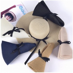 Sun Hats Sun Straw Hats for Women Floppy Foldable Wide Brim Summer Beach Hat UV Protection - B Khaki - CX18G4YO6ND $12.95