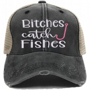 Baseball Caps Bitches Catch Fishes Women's Funny Custom Distressed Fishing Trucker Hat Embroidered Baseball Cap - Bubblegum -...