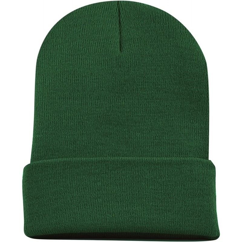 Skullies & Beanies 1300 Winter Unisex Plain Ski Beanie Knit Skull Hat - Hunter Green - C71272PCDTN $10.42