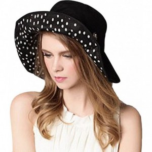 Sun Hats Womens Large Brim Floppy Foldable Roll up UPF 50+ Beach Sun Hat - Black - CZ12E8Y7EVN $16.62