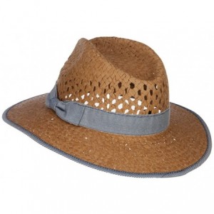 Fedoras Denim Band Straw Panama Hat - Natural - CH12ENSC10D $36.71