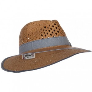 Fedoras Denim Band Straw Panama Hat - Natural - CH12ENSC10D $36.71