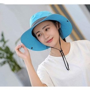 Sun Hats Summer Sun Hat- Women Girls Foldable Wide Brim Hat UV Protection Bucket Cap Ponytail for Beach Safari Fishing - C918...