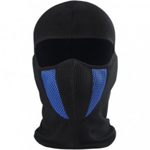 Skullies & Beanies Balaclave Fleece Windproof Ski Mask Face Mask Tactical Hood Neck Warmer - Cotton-black (Royal Blue Mesh) -...