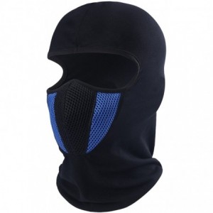 Skullies & Beanies Balaclave Fleece Windproof Ski Mask Face Mask Tactical Hood Neck Warmer - Cotton-black (Royal Blue Mesh) -...