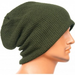 Skullies & Beanies Unisex Adult Winter Warm Slouch Beanie Long Baggy Skull Cap Stretchy Knit Hat Oversized - Green - CV12910P...