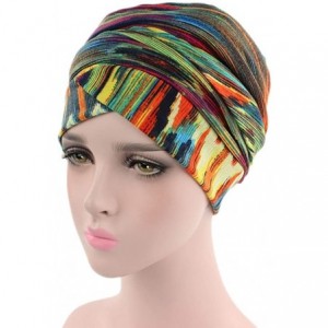 Skullies & Beanies Women's Muslim Print Elastic Scarf Hat Stretch Turban Head Scarves Headwear for Cancer Chemo - C - C618DA8...