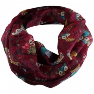 Headbands Women Owl Pattern Print Elegant Lightweight Silk Accessaries Warm Wrap Shawl Scarf - Red - CR12L2B920B $9.52