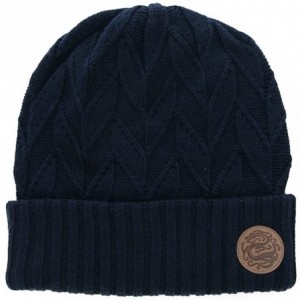 Skullies & Beanies Mens Wool/Acrylic Knitted Slouchy Beanie Winter Hats Warm Fashion Skull Cap - 89208navy - CF193DWR38E $24.86