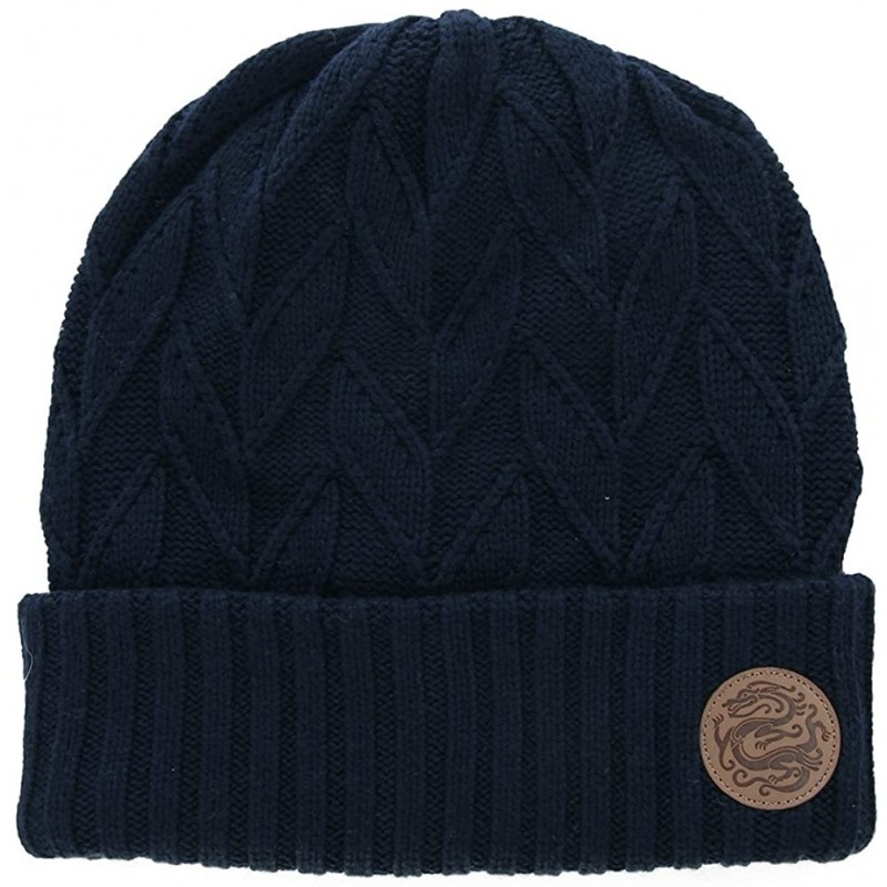 Skullies & Beanies Mens Wool/Acrylic Knitted Slouchy Beanie Winter Hats Warm Fashion Skull Cap - 89208navy - CF193DWR38E $10.75