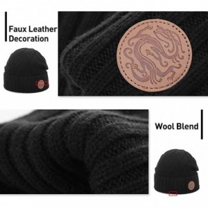 Skullies & Beanies Mens Wool/Acrylic Knitted Slouchy Beanie Winter Hats Warm Fashion Skull Cap - 89208navy - CF193DWR38E $10.75
