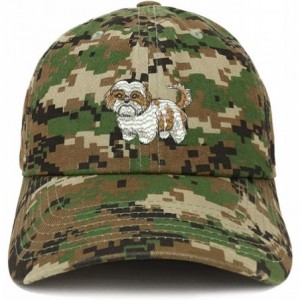 Baseball Caps Shih Tzu Embroidered Unstructured Cotton Dad Hat - Digital Green Camo - CF18RAUYT96 $13.77