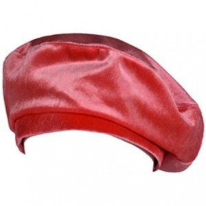 Berets Women Velvet Beanie Beret Cap Vintage Casual Military French Fashion Flat Hat - Red - C71890IHXS7 $33.16