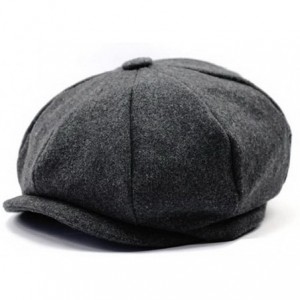 Newsboy Caps Men's Women's Premium Wool Blend 8Panels Plaid Herringbone Newsboy Hat - Dark Grey - CI186KG5QXS $21.11