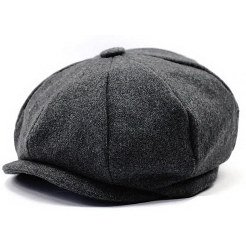 Newsboy Caps Men's Women's Premium Wool Blend 8Panels Plaid Herringbone Newsboy Hat - Dark Grey - CI186KG5QXS $20.27