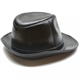 Fedoras Men's Genuine Leather Fedora Porkpie Hat - CI1247K3XE5 $19.30