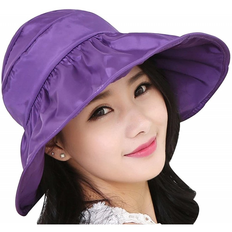Sun Hats Summer Bill Flap Cap UPF 50+ Cotton Sun Hat Neck Cover Cord for Women - Purple - CO18DKUULIA $13.55
