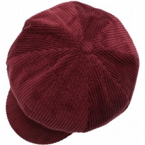 Newsboy Caps Women's Classic Visor Baker boy Cap Newsboy Cabbie Winter Cozy Hat with Comfort Elastic Back - Corduroy Burgundy...