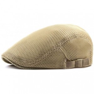 Newsboy Caps 2 Pack Men's Flat Cap Mesh Beret Cabbie Hunting Hat Summer Newsboy Ivy Cap - Black+khaki - CG18D8CGZS6 $11.99