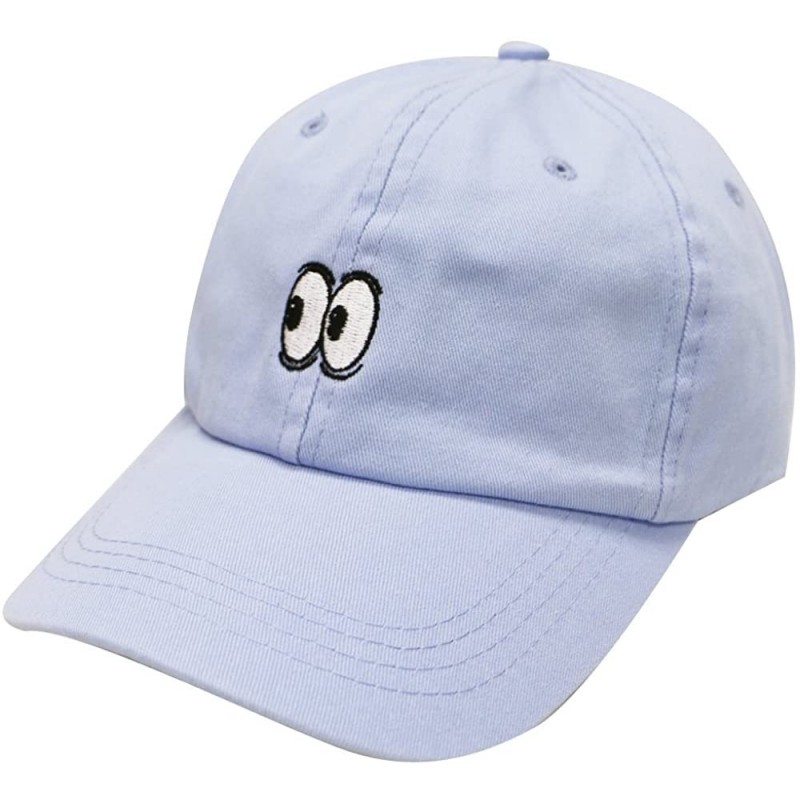 Baseball Caps Eyes Small Embroidery Cotton Baseball Cap - Sky - CR12HVFX8LL $11.18