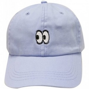 Baseball Caps Eyes Small Embroidery Cotton Baseball Cap - Sky - CR12HVFX8LL $26.59