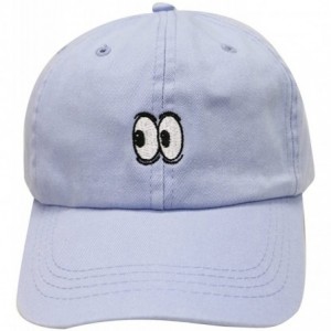 Baseball Caps Eyes Small Embroidery Cotton Baseball Cap - Sky - CR12HVFX8LL $11.18