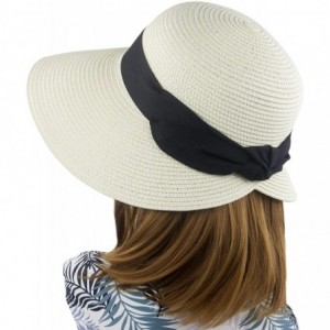 Sun Hats Women's Sun Hat Wide Brim Foldable Straw Hats Summer Travel Beach Cap - White - CE1944Z9XXR $15.11