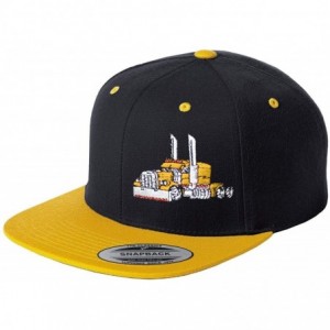 Baseball Caps Trucker Truck Hat Big Rig Cap Flat Bill Snapback - Blk & Yellow W/ Yellow - CC18UL8Q0ZQ $59.43
