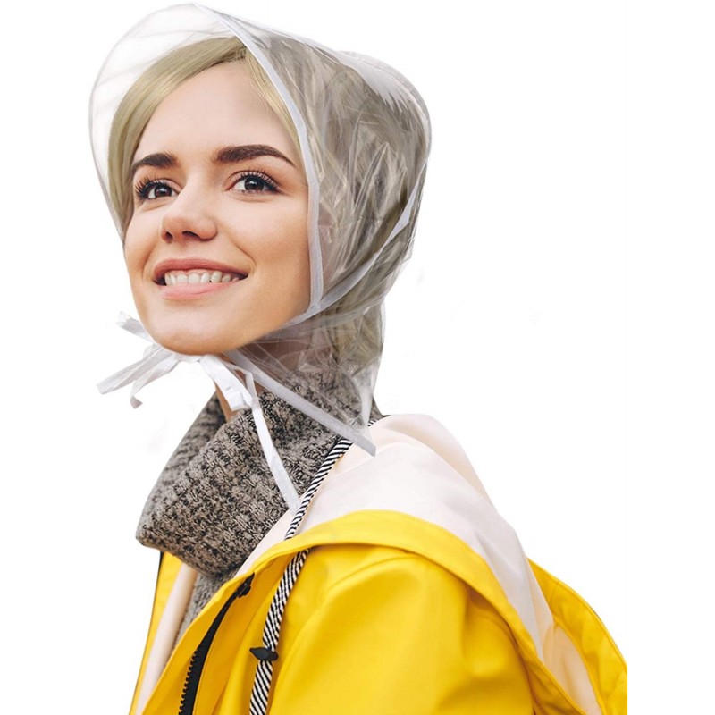 Rain Hats 12 Piece Rain Bonnet with Visor Waterproof Clear Bonnet for Women Lady Rain Wear - White - C818XK4CN0I $13.90