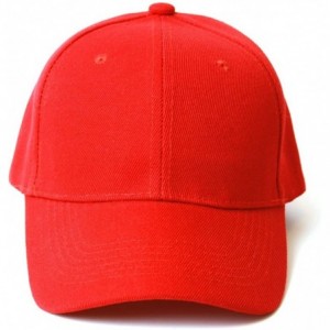 Baseball Caps Plain Red Adjustable Hat - C3111GX4X19 $7.69