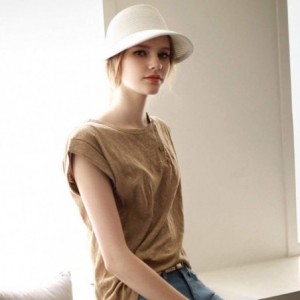 Visors Womens Sun Visor Hat- Foldable Straw Sun Hat with Cute Bowtie - Whitea - C91943I6LSS $8.00