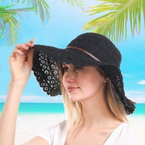 Sun Hats Womens Ladies Packable Adjustable Foldable - Black - CP196YRSANT $16.95