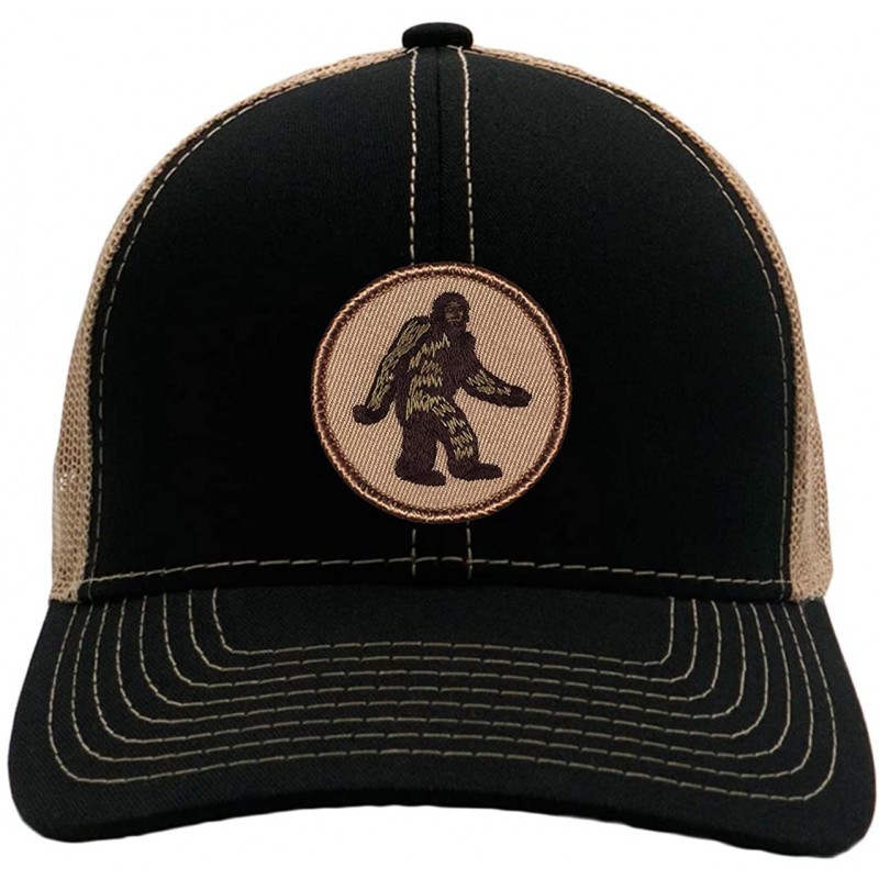 Baseball Caps Bigfoot/Sasquatch Hat! Adjustable-Back Ball Cap with Embroidered Bigfoot - Mesh-back Black & Tan Ballcap - CR18...