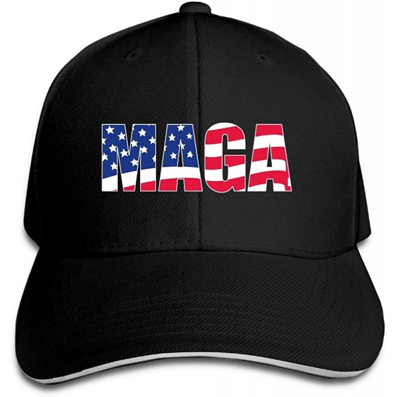 Baseball Caps Adult Vintage MAGA USA Flag Snapback Hat Dad Hat Black Sandwich Peaked Cap Black - Black - CM18EL0E0WZ $10.73