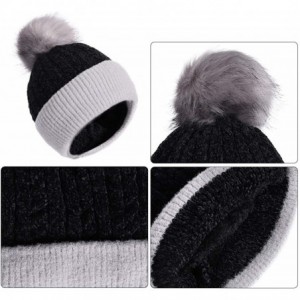 Skullies & Beanies Womens Winter Beanie Hat Warm Knit Skull Hat Scarf Set for Girl Slouchy Thick Fleece Lined Ski Hat with Po...