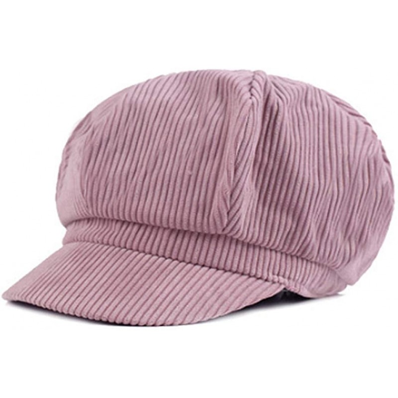 Berets Adjustable Autumn Winter Newsboy Cap for Women Men Vintage Corduroy Octagonal Flat Cap Retro Beret - Purple - CC192ZZX...