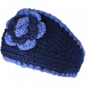 Headbands Winter Two Tone Flower Headband - Blue - CX12N10I5N8 $9.50