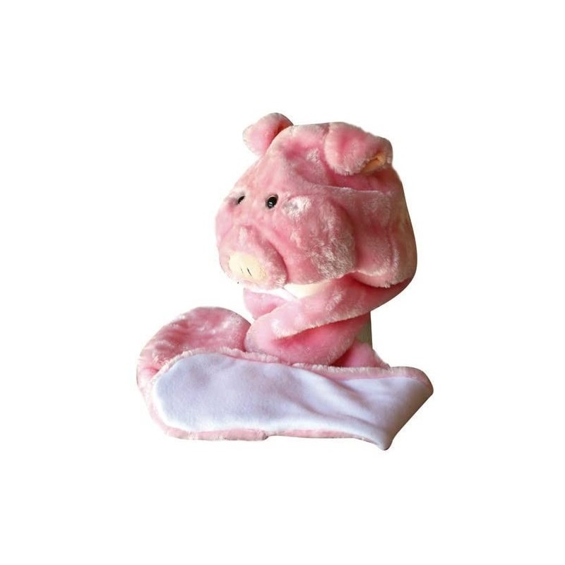 Skullies & Beanies Plush Faux Fur Animal Critter Hat Cap - Soft Warm Winter Headwear (Wolf) - Long Pink Pig - CL11QQCYRVL $10.20