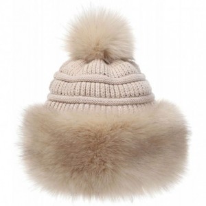 Bomber Hats Women's Faux Fur Hat Russian Style Monglian Warm Soft Cossack Pompom Ski Hats for Winter - Khaki - C718WYWLRT7 $4...