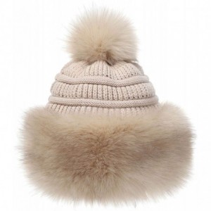 Bomber Hats Women's Faux Fur Hat Russian Style Monglian Warm Soft Cossack Pompom Ski Hats for Winter - Khaki - C718WYWLRT7 $1...