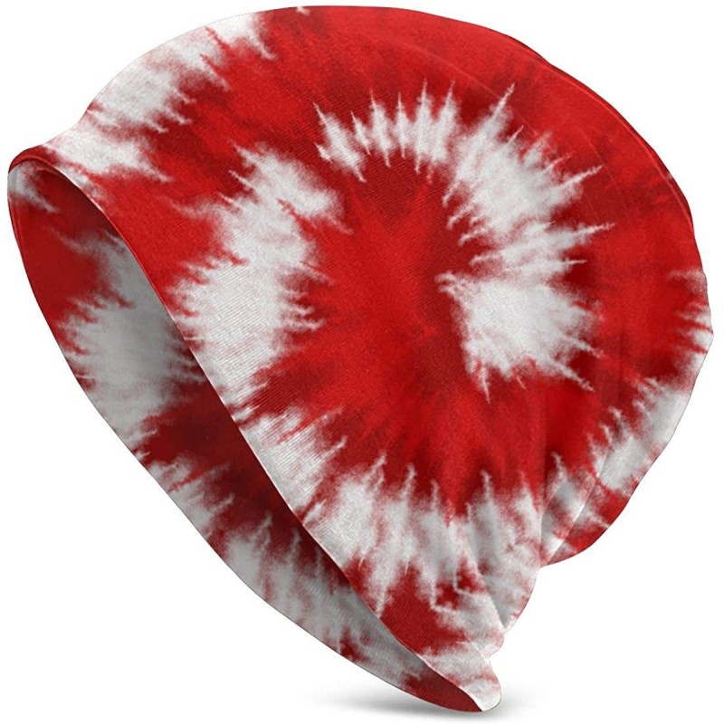 Skullies & Beanies Men's Tie Dye Cotton Beanie Thin Skull Cap Slouchy Baggy Hat - T6 - Red - CS18AK6RCQH $9.26