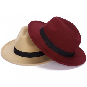 Fedoras Wide Brim Jazz Hat Women's Vintage Fedora Hats British Style - Black - C112O6C87K5 $31.83
