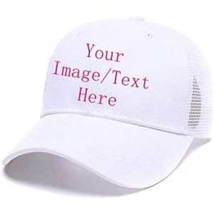 Baseball Caps Custom Women's Ponytail Mesh Adjustable Cap-100% Cotton Baseball Hat Trucker Cap - White - C218H37QD4I $13.81