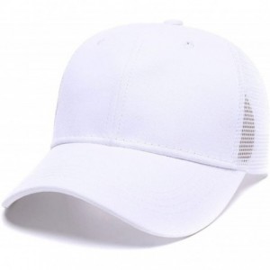Baseball Caps Custom Women's Ponytail Mesh Adjustable Cap-100% Cotton Baseball Hat Trucker Cap - White - C218H37QD4I $13.81