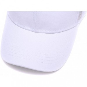 Baseball Caps Custom Women's Ponytail Mesh Adjustable Cap-100% Cotton Baseball Hat Trucker Cap - White - C218H37QD4I $13.81