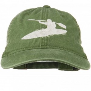 Baseball Caps Sports Kayak Embroidered Washed Dyed Cap - Olive Green - CX11ONYW69T $52.56