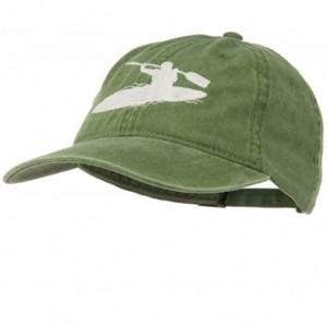 Baseball Caps Sports Kayak Embroidered Washed Dyed Cap - Olive Green - CX11ONYW69T $24.53