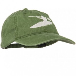 Baseball Caps Sports Kayak Embroidered Washed Dyed Cap - Olive Green - CX11ONYW69T $24.53