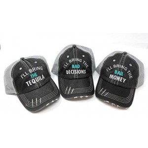 Baseball Caps I'll Bring The Alcohol and Bad Decisions Distressed Trucker Party Hats - Pick Your Saying Black - CG18G2IR4UC $...